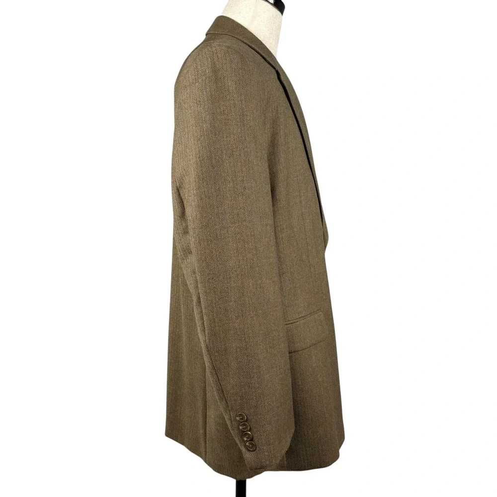 Lauren Ralph Lauren Wool Sport Coat Mens 46R Brown Herringbone 2 Button Blazer